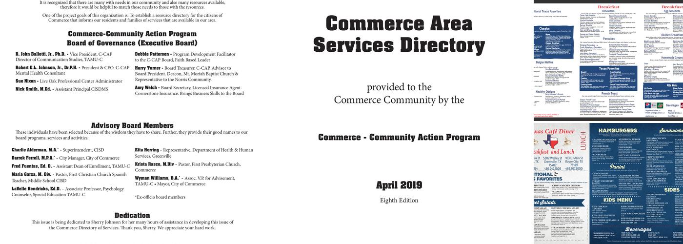 Texas Cafe Diner Commerce TX Menu