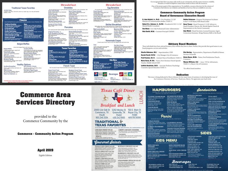 Texas Cafe Diner Commerce TX Menu