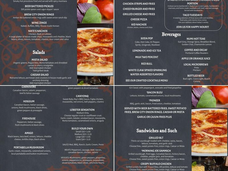 G3 Pizzas & Burgers Menu