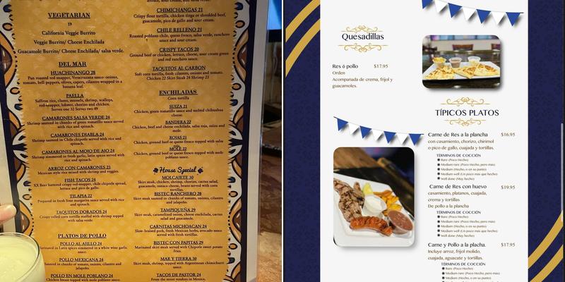 Restaurante Torogoz Menu