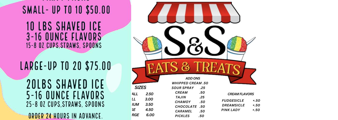 S&S Shaved Ice Menu