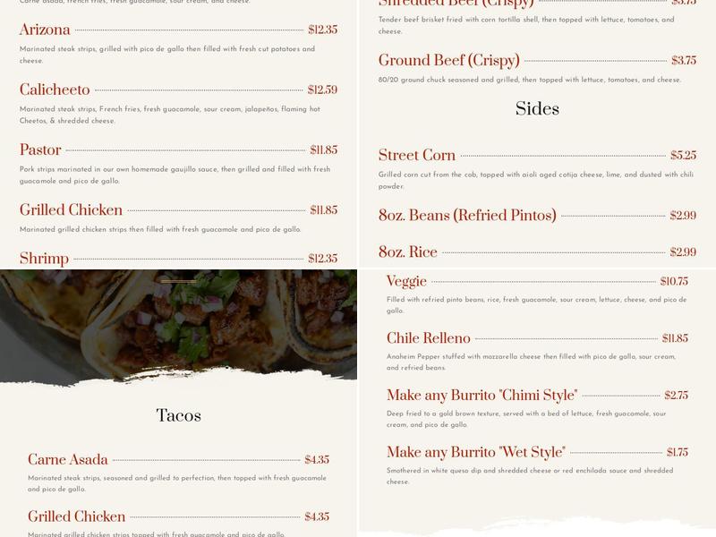 Rosie’s Taco Shop Menu