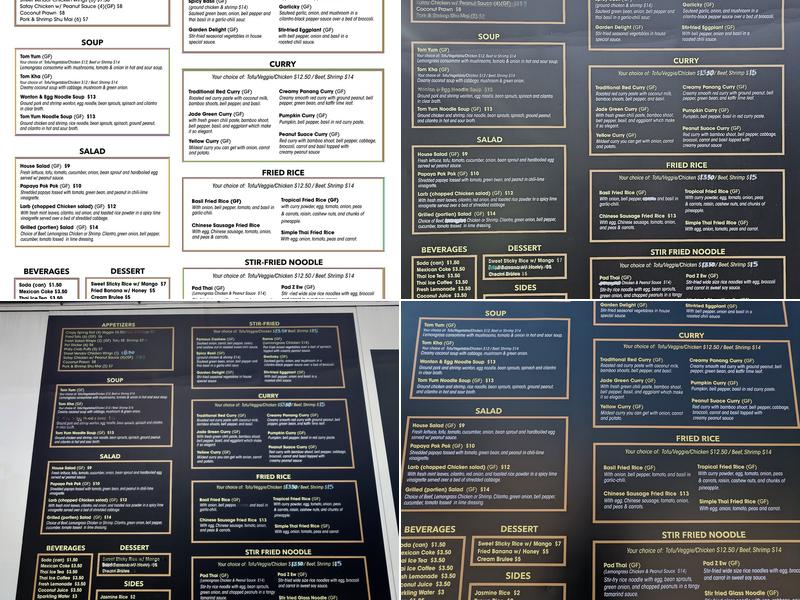 THAI 4 U Menu