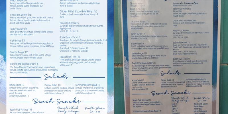 South Shore Social Beach Club Menu