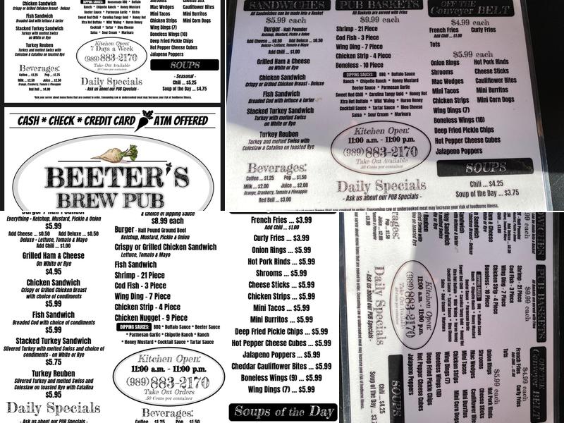 Beeters Brew Pub Menu