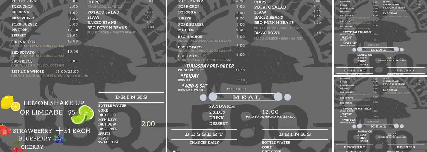Rollin Smoke BBQ Menu
