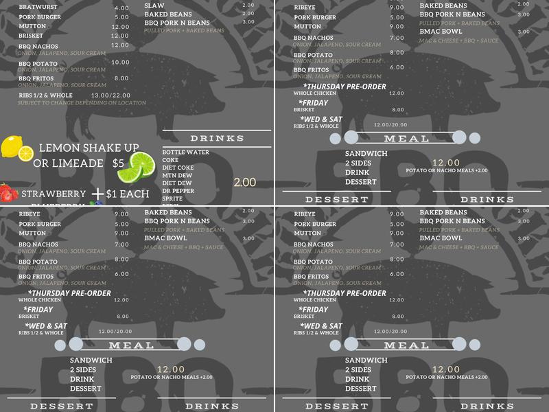 Rollin Smoke BBQ Menu