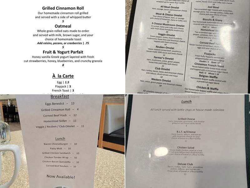 The Homestead Restaurant & Bakery Menu