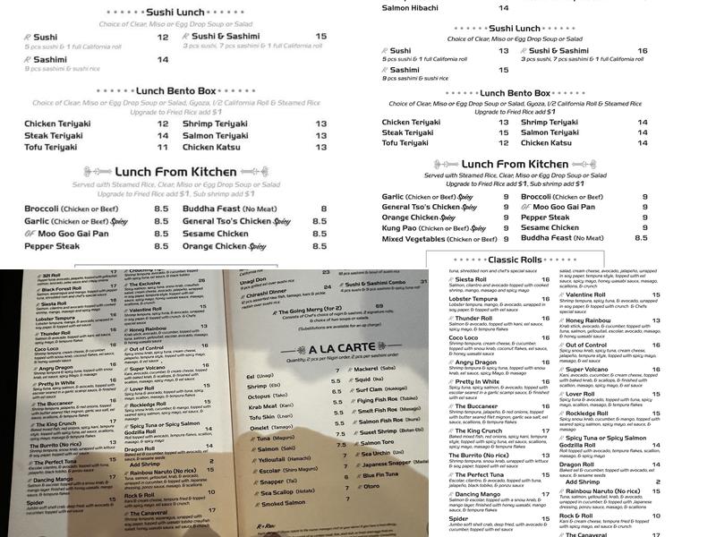 Da Sushi Menu