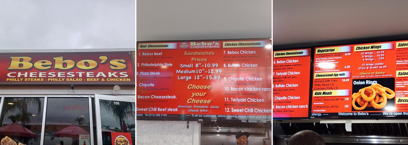 Bebo’s Cheesesteaks Menu