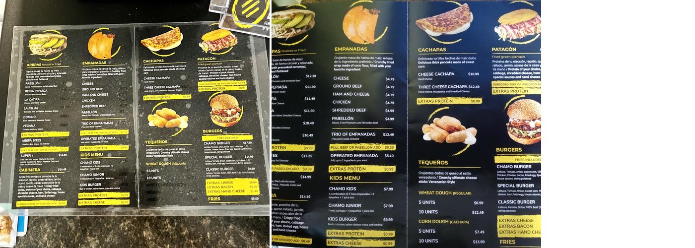 Chamo Bites Menu