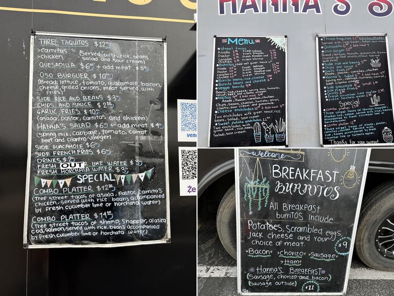 Hanna's Street Tacos Menu