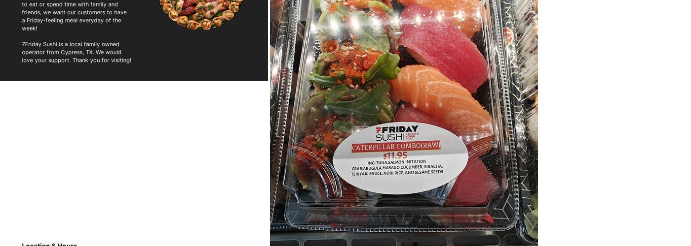 7Friday Sushi Menu