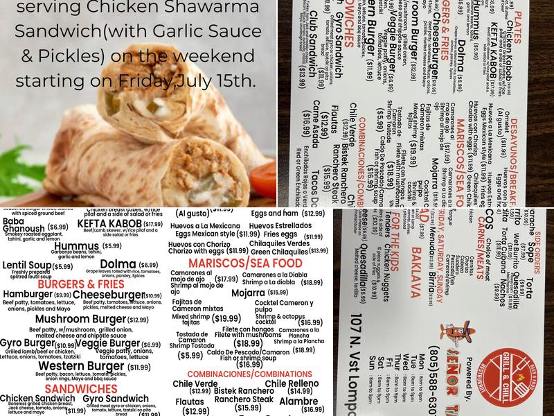 Grill & Chill / Senor Taco Menu