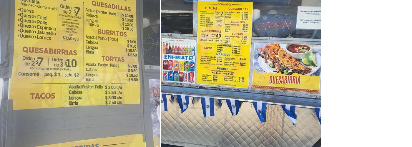 Comalitos Menu