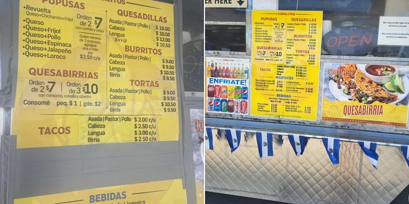 Comalitos Menu
