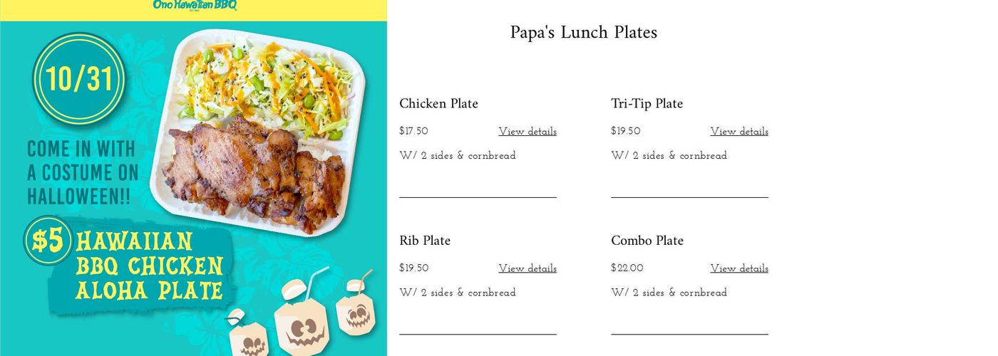 Papa''s BBQ Menu