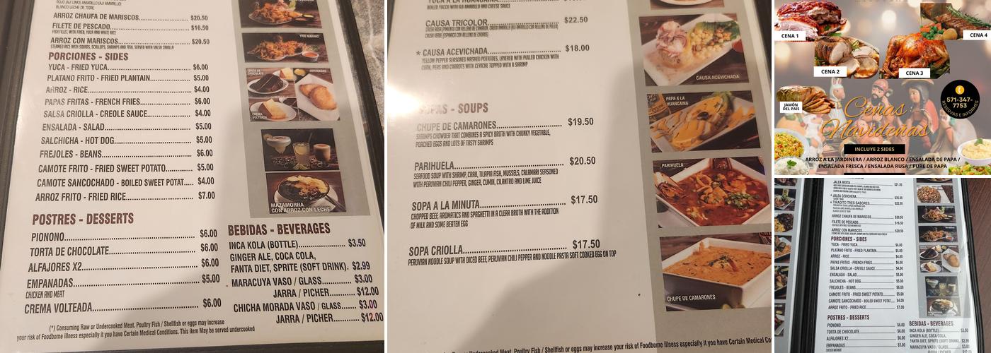 Peru Fiesta Restobar Menu