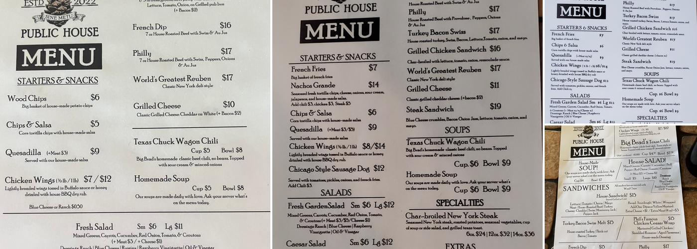 Ponderosa Public House Menu