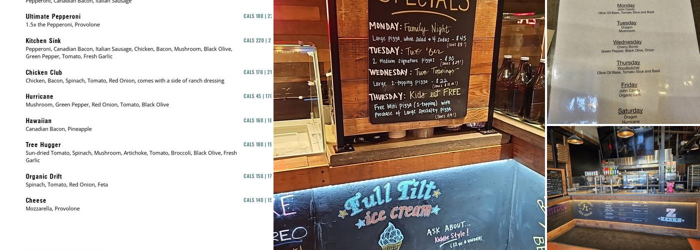 Zeeks Pizza Menu