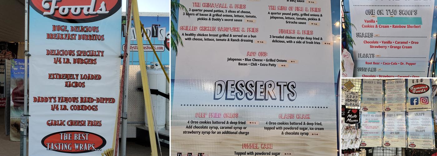 Daddys Famous Foods Menu