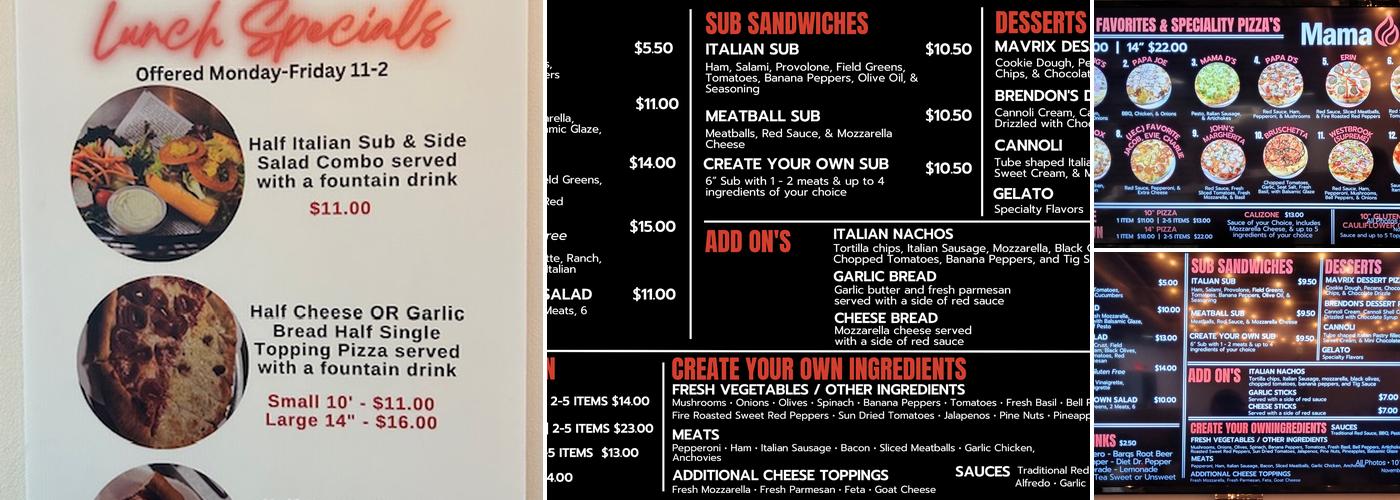 Mama Tigs Wood-Fired Pizza Muskogee Menu