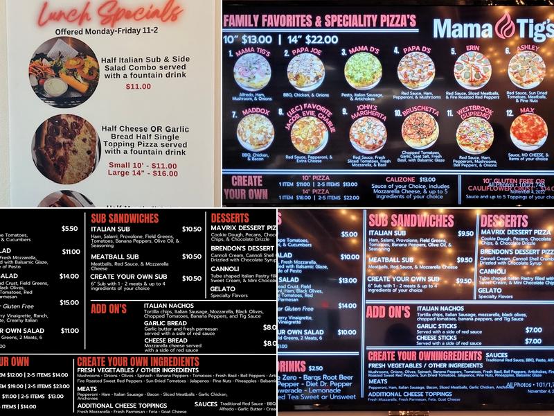 Mama Tigs Wood-Fired Pizza Muskogee Menu