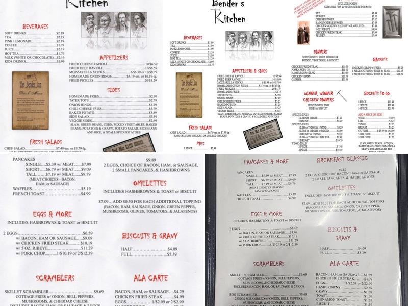 Bender's Kitchen Menu