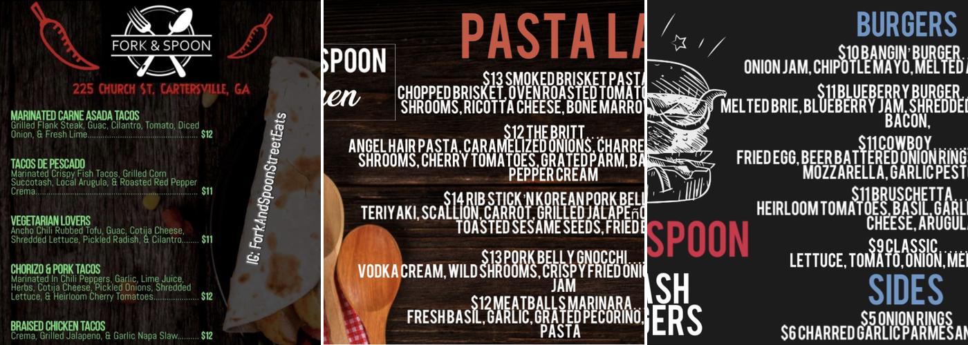 Fork & spoon street eats Menu