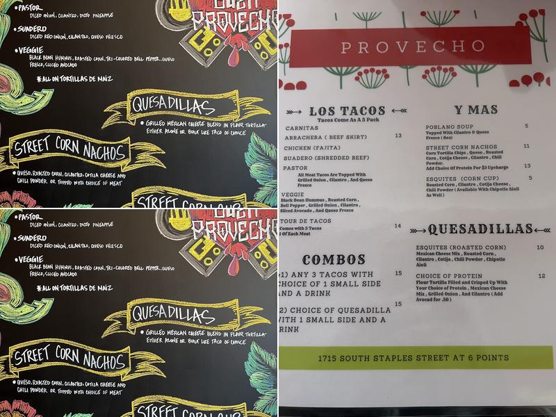 Buen Provecho Menu