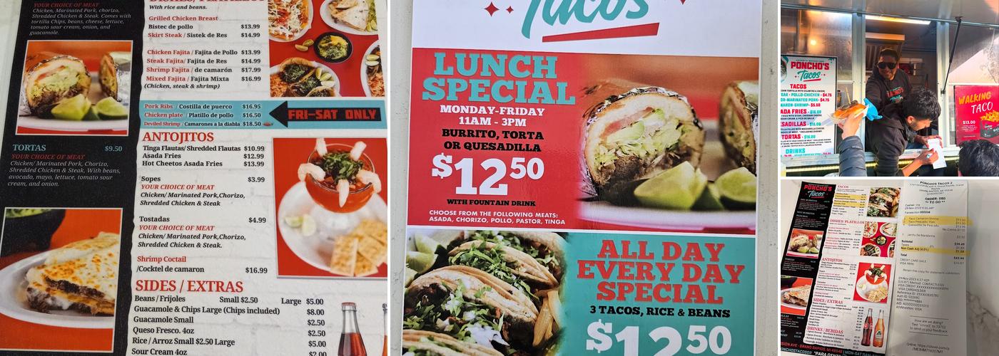 Poncho's Tacos Menu