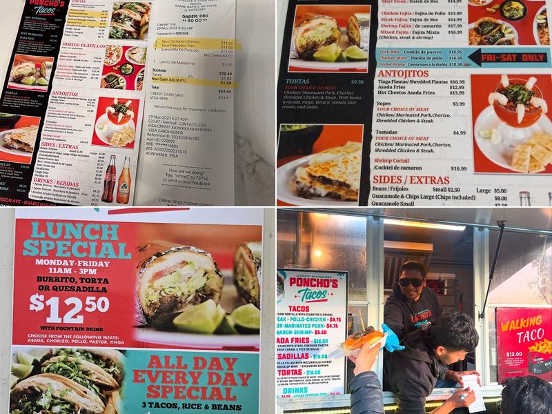 Poncho's Tacos Menu