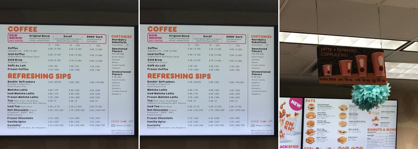 Dunkin' Menu