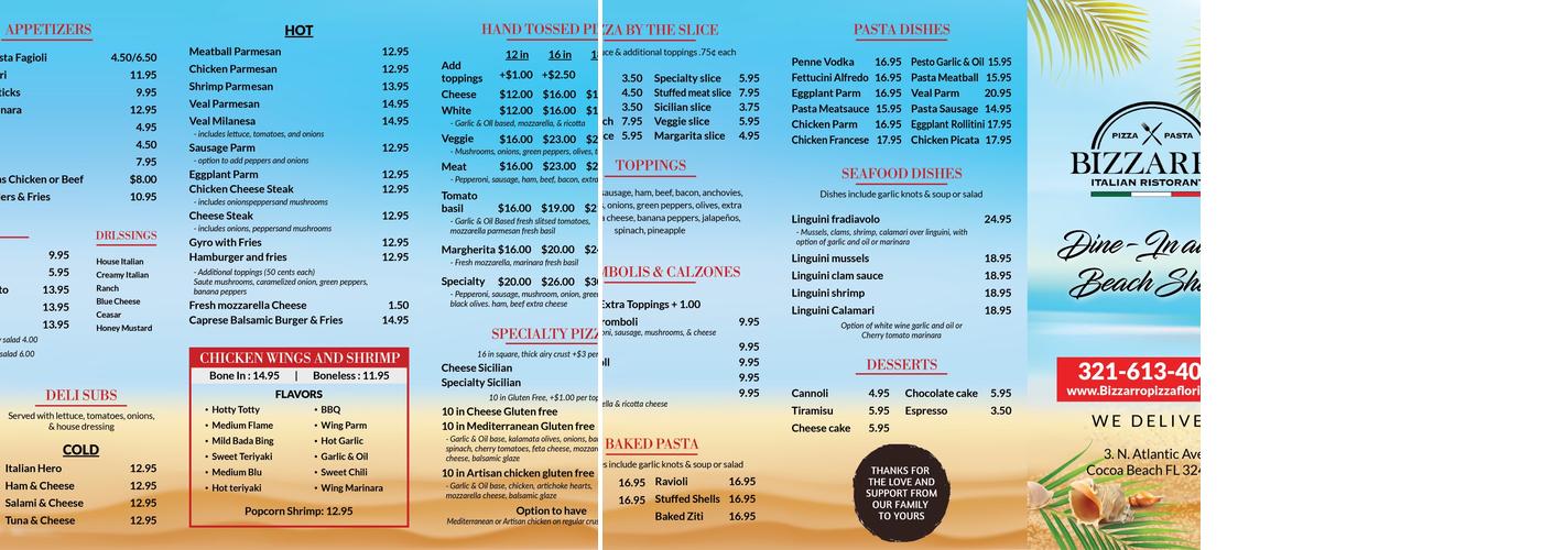 Mimmo's Pizza & Ristorante of Cocoa Beach Menu