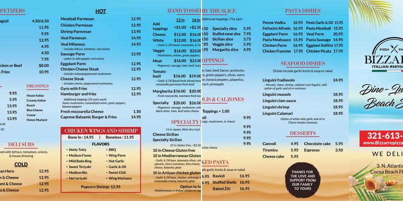 Mimmo's Pizza & Ristorante of Cocoa Beach Menu