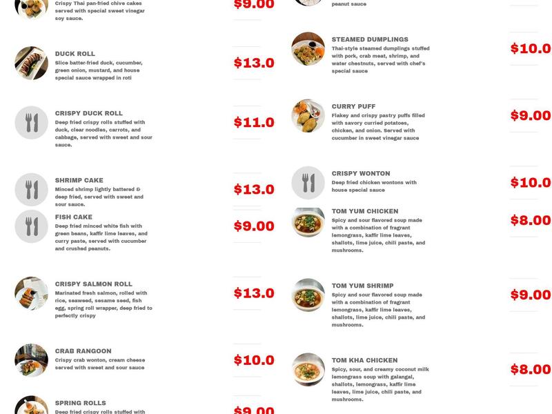 Pama Thai Menu