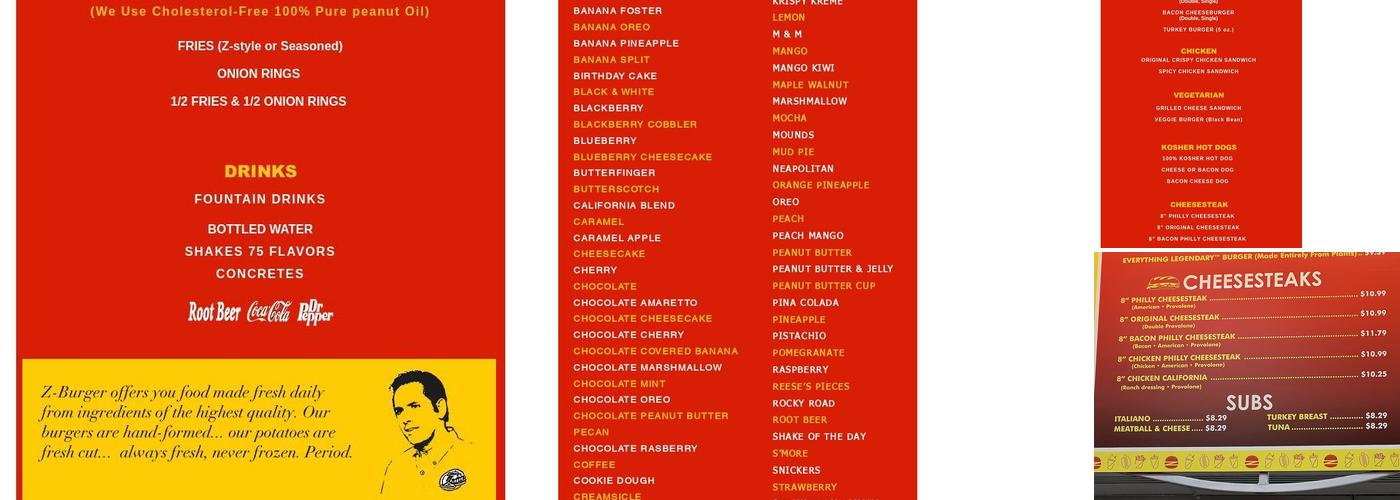 Z Burger McLean Menu