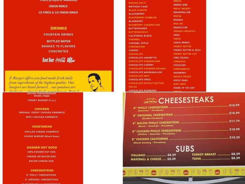Z Burger McLean Menu