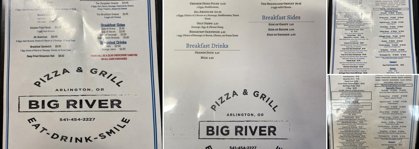 Big River Pizza & Grill Menu