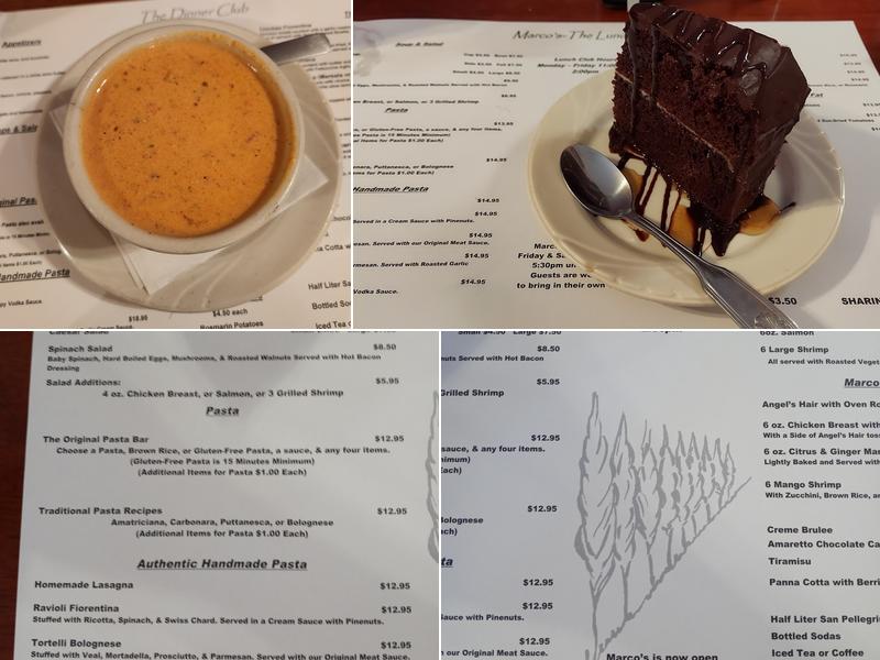 Marco's Lunch Club Menu