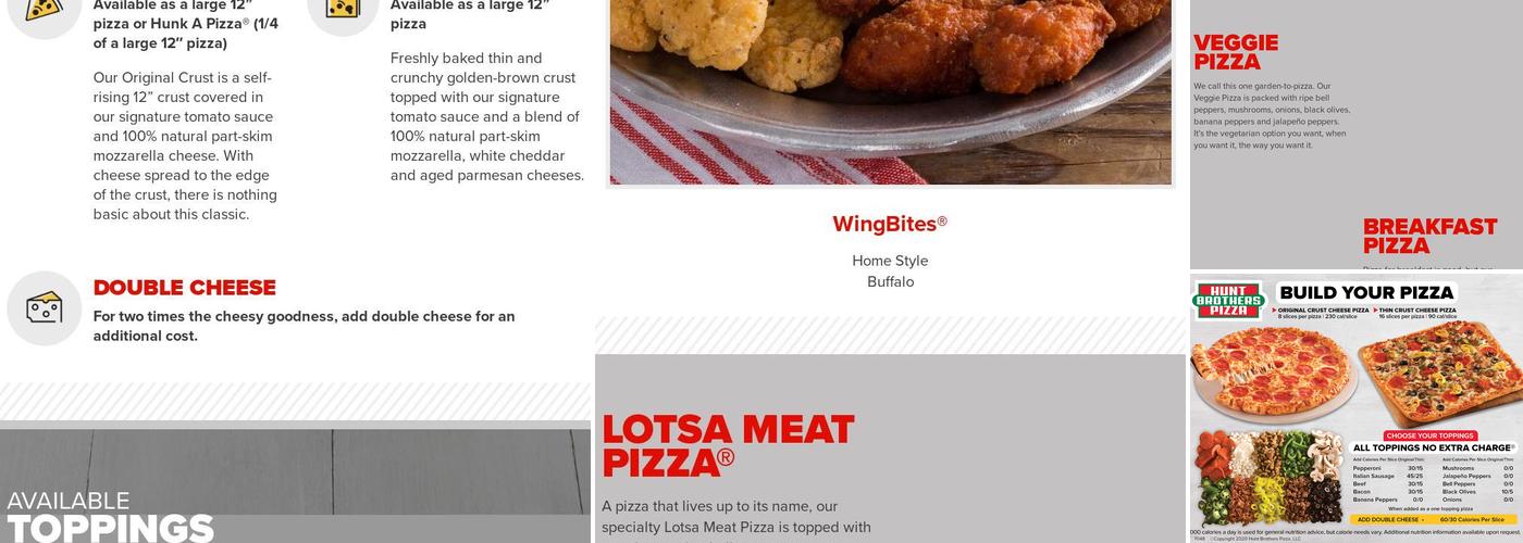 Hunt Brothers Pizza Menu