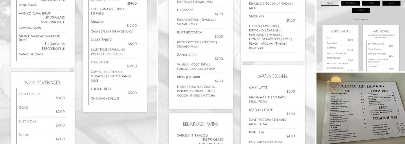 Almost Famous | Crema Menu