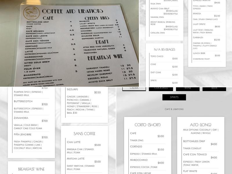 Almost Famous | Crema Menu