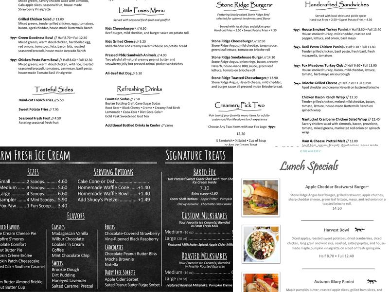 Fox Meadows Creamery Menu