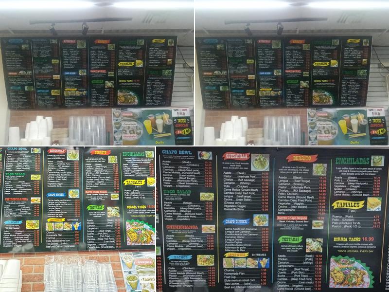 Tacos El Chapo Menu