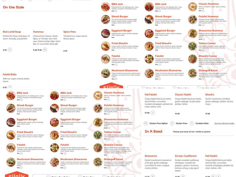 Shouk Menu