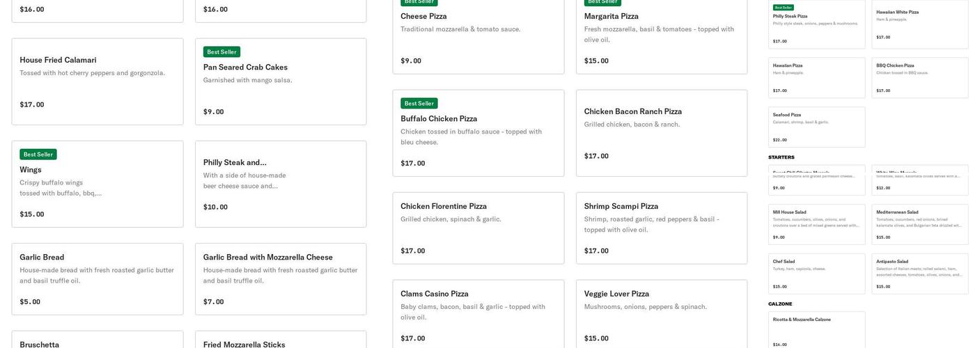 The Mill House Kitchen & Bar Menu