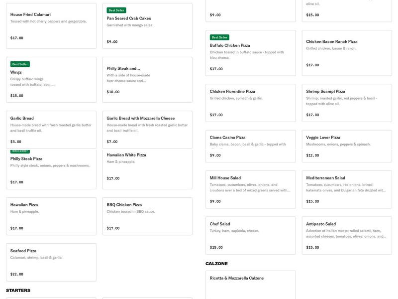 The Mill House Kitchen & Bar Menu