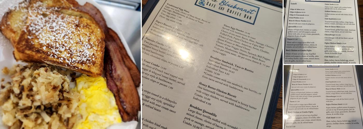 The Bluebonnet Cafe and Coffee Bar Menu