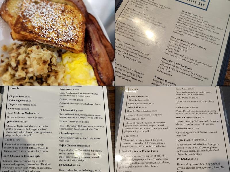 The Bluebonnet Cafe and Coffee Bar Menu